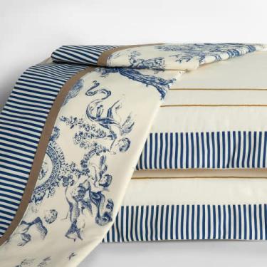 Imagem de Casaborda Enxovais Jogo de Lençol Porcelana Casal Percal 180 Fios 04 Peças - Palha