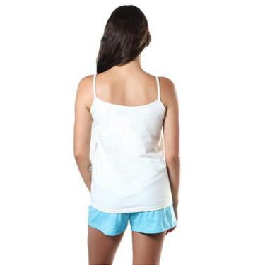 Imagem de Pijama Feminino de Alça 'Azul Love' Para Noites Quentes - Empório do A