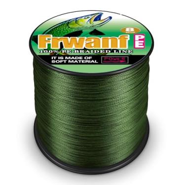 Imagem de FRWANF Linha de pesca trançada de 8 fios - sem desbotamento - elasticidade zero - baixa memória, 0,1-1 mm/2,7-136 kg/100-2000 m pesca marítima, pesca lago, pesca de rio, água salgada, linha de pesca de fibra UHMWPE 45-109 metros