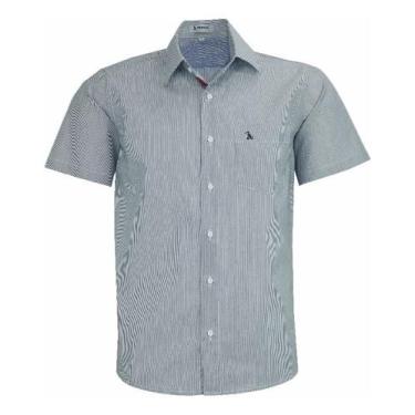 Imagem de Camisa Social Amil Masculina Manga Curta Listrada 1840, Preto, 3