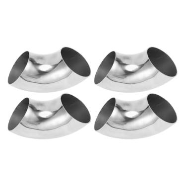 Imagem de Motoforti 4 peças 90 graus mandril curva cotovelo carro modificado tubo de escape tubulação 6.3 cm espessura OD 1,5 mm/16GA 63x152x1,5 mm 304 aço inoxidável tom prata