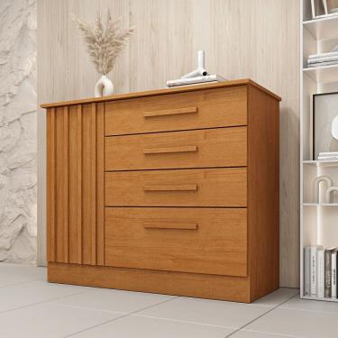 Imagem de Cômoda Guarani 1 Porta 4 Gavetas Ripado Cinamomo - Tcil Móveis