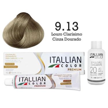 Imagem de Coloração 9.13 Louro Claríssimo Cinza Dourado + Oxi 20 Vol  Itallian C