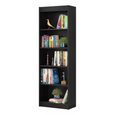 Imagem de Livreiro Nicho Estante Para Livros Organizador Com 5 Prateleiras Armário Quarto Branco Preto (Preto)