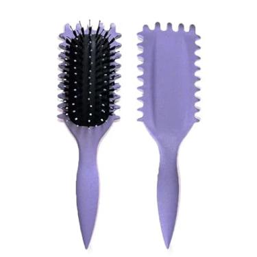 Imagem de Pente de cabelo feminino pente de cabelo cacheado em formato oco multi massagem no couro cabeludo e escova de cabelo fofa ferramentas de penteado (roxo 1 peça)