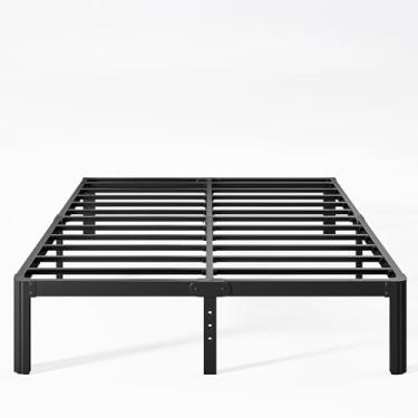 Imagem de KERAMIK Estrutura de cama tamanho king de 30,5 cm de altura, estrutura de cama king plataforma, sem necessidade de mola de caixa com borda redonda, montagem fácil, resistente, preta