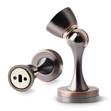 Imagem de HUTLON Batentes de porta magnético para porta de aço inoxidável suporte de porta ímã de montagem no chão parede batentes de porta magnéticos resistentes trava macia para parte inferior