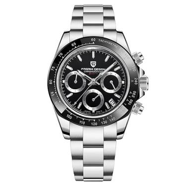 Imagem de Pagani Design Relógio masculino de quartzo, estilo simples, cronógrafo de alta precisão, à prova d'água, bisel de cerâmica, corrente de aço inoxidável, 1644 preto, Moderno