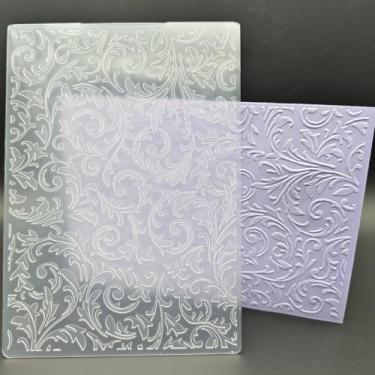 Imagem de Pasta de plástico em relevo 12 x 17 cm padrão de folhas de samambaia impressões texturizadas de plástico para fazer cartões, scrapbooking