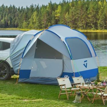 Imagem de JOYTUTUS Tenda SUV para acampamento com rainfly, barraca de carro com design de porta dupla com postes de alumínio, barraca de porta traseira SUV com camada dupla impermeável PU2000 mm para 4-8
