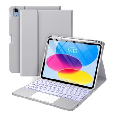 Imagem de Harvopu Compatible for iPad 10th Generation Case with Keyboard (10.9, 2022), Folio Keyboard Cover with Pencil Holder, Multi-Touch Trackpad, 7 Color Backlit, Detachable Keyboard for iPad 1