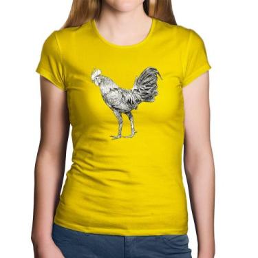 Imagem de Baby Look Algodão Galo Desenho - Foca na Moda, Amarelo, GG