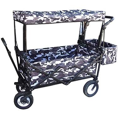 Imagem de Carrinho dobrável de jardim carrinho de campismo carroça resistente com dossel carrinho de compras multifuncional para acampamento ao ar livre caminhão de praia com 4 rodas Carga: 150 kg (Cor: B) (C)