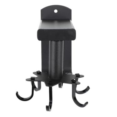 Imagem de Organizador de utensílios de parede giratório para economizar espaço, cabide de utensílios de cozinha com 6 ganchos, alumínio, para colher de cozinha, pá de toalha (preto)