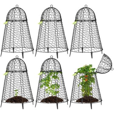 Imagem de VIVOSUN Cloches de jardim para plantas, cloches de arame de galinha à prova de ferrugem com design flip-top e estacas dobráveis integradas, protetores de plantas, mantenha pequenos animais fora,