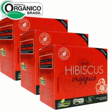 Imagem de KIT 3 Cx Chá de HIBISCUS 100% Natural - Orgânico (30 Sachês) - Campo V