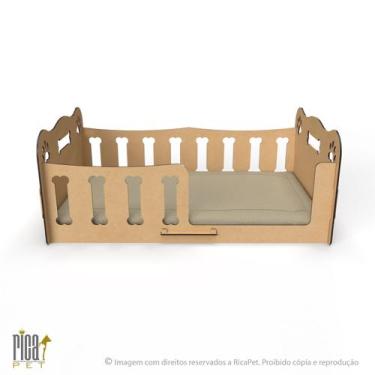 Imagem de Caminha Cachorro Gato Pet Luxo Madeira Colchão Cama Ossinho - Ricapet,