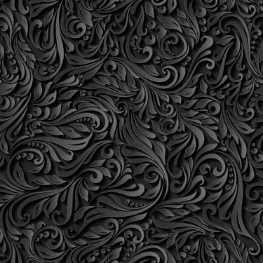 Imagem de Papel De Parede Adesivo Lavável Provençal Floral Preto 12m
