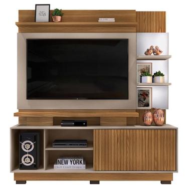 Imagem de Estante Home Theater Rivello Carvalho Nobre Griz com Pés – dj Móveis