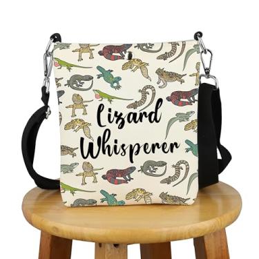 Imagem de G2TUP Gecko Presente para Amantes de Répteis Lizard Whisperer Bolsa tiracolo Leopard Gecko Lover Bolsa de viagem Lagarto Dono Presente, Lagarto Whisperer X, Compacto