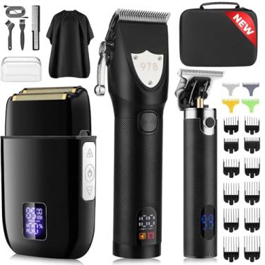 Imagem de Suttik Máquina de Cortar Cabelo para Homens Profissional, Aparador de Barba Sem Fio e Barbeadores Elétricos para Homens, Máquina de Cortar Cabelo Masculina e Kit de Aparador para Barbeiro com Estojo, Preto