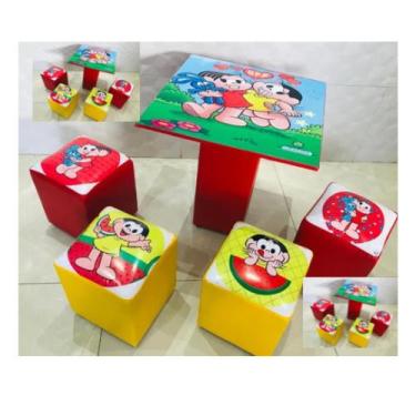 Imagem de Conjunto de mesinha infantil com 4 puffinhos, Amarelo