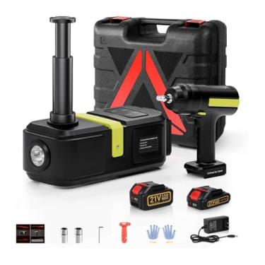 Imagem de FINYQBET Macaco Hidráulico Elétrico de 5 Toneladas, Bateria Recarregável, Chave de impacto a bateria, Tela Sensível ao Toque e Luz LED - Ideal para SUVs, Caminhões Leves e Emergências na Estrada