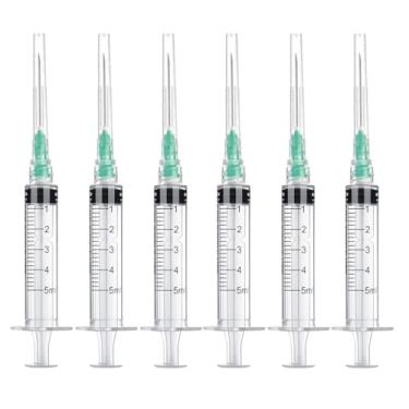 Imagem de KTSPORTS Pacote Com 10 Seringas Descartáveis De Laboratório Luer Lock 5 Ml/Cc Agulha Calibre 21 E 1,5 Polegada, Embaladas Individualmente Lacradas