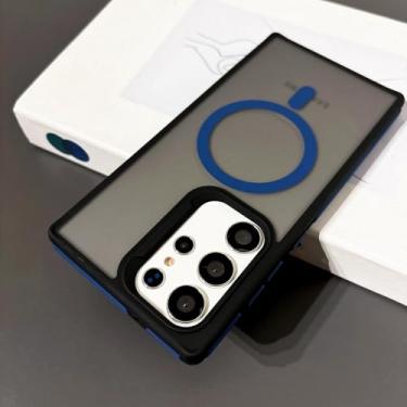 Imagem de MVVKKY Para Samsung S24 Plus Case Fashion Slim Matte Liquid Pc Magnetic Wireless Charging Phone Cover (Para Samsung S24 Plus/Azul)