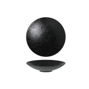 Imagem de Prato de jantar ocidental preto fosco de cerâmica estilo chinês - [Prato de chapéu esmaltado] 20 cm