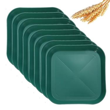 Imagem de Conjunto de pratos quadrados de palha de trigo de 14 cm, prato de jantar profundo inquebrável, leve, uso reutilizável para casa e cozinha (verde, 8)