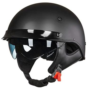 Imagem de ILM Capacete De Fibra De Vidro Frp Para Motocicleta, Meio Capacete Aberto Para Homens E Mulheres, Adulto, Com Viseira Solar Dot 731 (Preto Fosco, Extragrande)