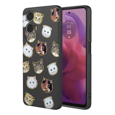 Imagem de KOARWVC Capa de celular para Moto E14/Moto G24, XT2421 XT2423 Motorola G04/G04s capa fofa com design de padrão de gato fino protetor macio TPU capa de telefone para Motorola Moto G24 gato preto