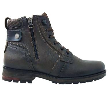 Imagem de Coturno Masculino em Couro Casual Dia a Dia Com Zíper Lateral Bico Redondo Pegada 181314