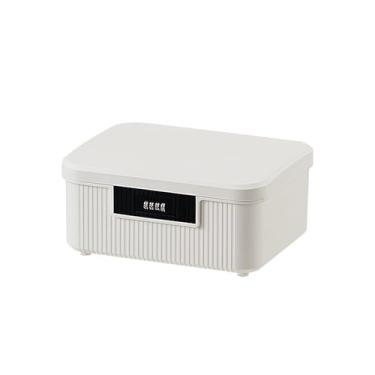 Imagem de Caixa organizadora de plástico resistente com trava de 2,3 galões/9L com trava de combinação variável, armazenamento seguro versátil para casa, escritório, viagens, exterior e escola (branco)