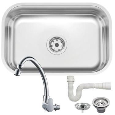 Imagem de Kit Cuba Cozinha Inox Tramontina 47x30 Po Ref: 94083/507 + Torneira de