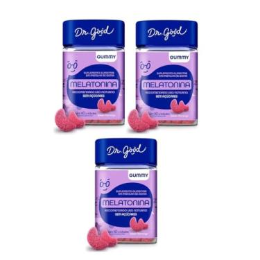 Imagem de Kit 3 Suplemento Melatonina Fini 60 Gomas Morango - Dr. Good