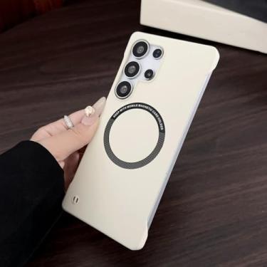 Imagem de MVVKKY Para Galaxy S24 FE Frameless Magnetic com capa fosca Carregamento sem fio Hard PC (para Galaxy S24 FE/branco)