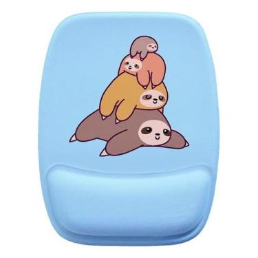 Imagem de Mouse Pad Ergonomico Bichos Preguiça Azul - Maluco por Caneca