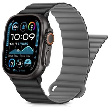 Imagem de HITZEE Compatível com Apple Watch de 41 mm, 40 mm, 38 mm, pulseiras magnéticas de silicone dupla face compatíveis com Apple Watch Series 8, 7, SE, 6, 5, 4, 3, 2, 1, preto e cinza