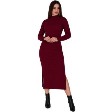 Imagem de Vestido Manga Longa Gola Alta Inverno Midi Patrícia - Naka Modas, Vinh