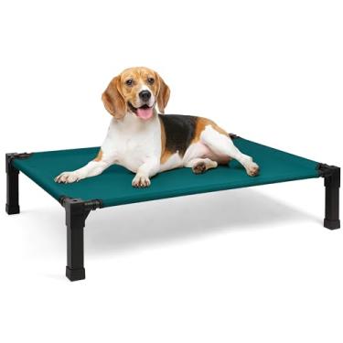 Imagem de Heeyoo Cama elevada para cães, berço elevado refrescante, à prova de mastigação, tela respirável, lavável e armação de metal, cama portátil para cães com pés antiderrapantes para uso externo ou