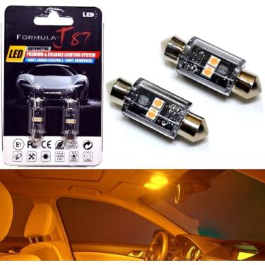 Imagem de Formula-J87 Lâmpadas LED 3030 SMD 36 mm DE3423 DE3425 12844 6418 C5W – Domo interior, mapa, porta, porta-malas, carga, substituição de luz de porta-luvas (pacote com 2) (laranja)