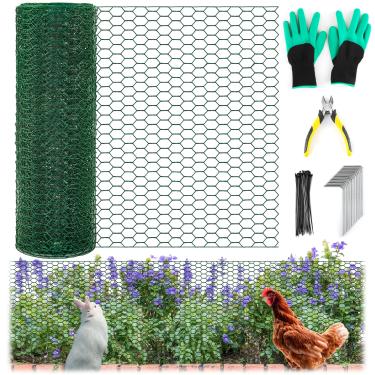 Imagem de Verdanzia Protetores de cerca de plantas de animais, gaiolas de plantas de 5 m x 0,4 m para plantas ao ar livre, protetor de plantas de arame com estacas de terra, laços de nylon, alicates de ponta