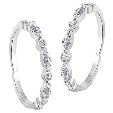 Imagem de Aheli Anel de bico cravejado de zircônia cúbica bijuteria chique Bichiya para mulheres, Metal, Zircônia cúbica