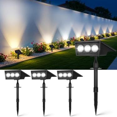 Imagem de OUTON Luzes solares ao ar livre, 5 modos de iluminação IP68 à prova d'água, luz de jardim alimentada por energia solar, luz externa automática de ligar/desligar do crepúsculo ao amanhecer, holofotes