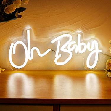 Imagem de Chi-buy Letreiro De Neon Led Para Parede, Decoração Casa, Luminária Oh Baby, Luz Noturna, Alimentação Usb Quarto, Quarto Infantil, Sala Estar, Casamento, Aniversário, Festa, Presentes Meninas, Letre