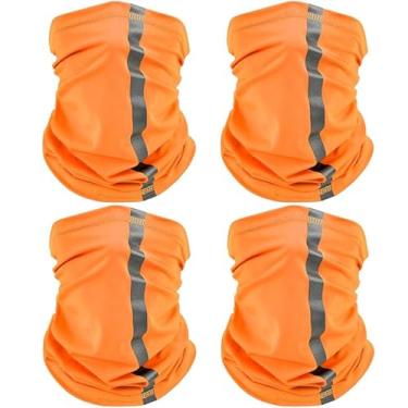 Imagem de SATINIOR 4 peças de polaina de pescoço para homens capa reflexiva, proteção solar UV neon balaclava Hi Vis bandana para trabalho, Laranja, approx. 18.5 x 9.4 inches/ 47 x 24 cm in length