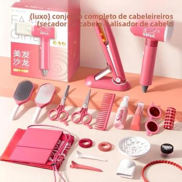 Imagem de Meninas Crianças Salão De Beleza Conjunto Maquiagem Cabelo Fingir Joga
