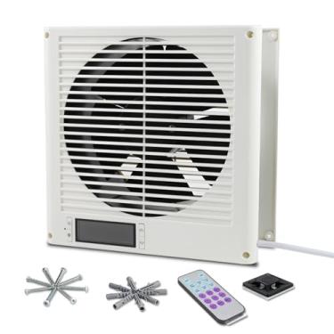 Imagem de Ventilador de ambiente a cômodo Ventilador de ventilação de 20 cm, ventiladores silenciosos de fluxo de ar de 10 velocidades, motor EC na parede com configuração de temperatura e temporizador para